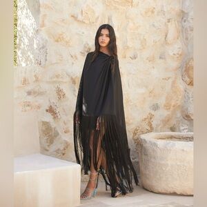 Cult Gaia Black Annika Fringe Dress